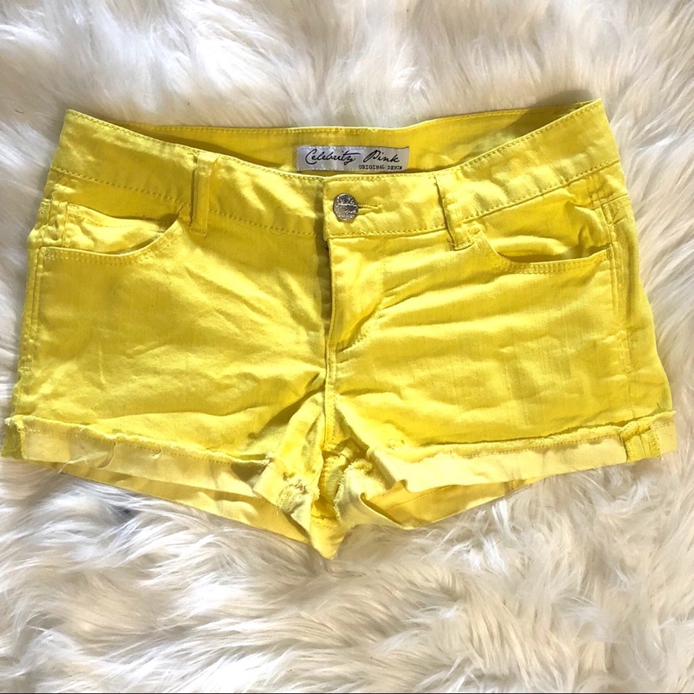 SALE celebrity pink] yellow denim shorts